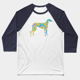 Yellow blue pink and green Greyhound dog Baseball T-Shirt